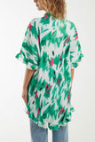 Orange Abstract Tie Dye Frill Hem Plisse Shirt For Women ONE SIZE - Dropwear