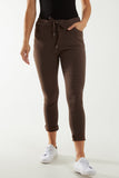 Magic Drawstring Pockets Crushed Trouser For Women  - Dropwear