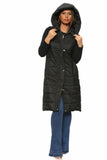Black Long Line Hooded Puffer Gilet Jacket Zip Up For Women XXXL - Dropwear