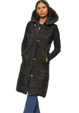 Black Long Line Hooded Puffer Gilet Jacket Zip Up For Women S - Dropwear