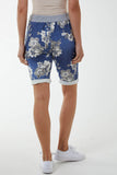 Denim Orchid Floral Contrasted Waist Shorts For Women 10 - Dropwear