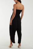 Shirred Top Asymmetric Hem Strapless Jumpsuit For Women  - Dropwear