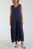 Stone Linen Sleeveless Jumpsuit For Women ONE SIZE - Dropwear