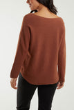 Raw Edge V-Neck Jumper For Women  - Dropwear