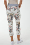 Peony Flower Contrast Waist Trousers For Women  - Dropwear