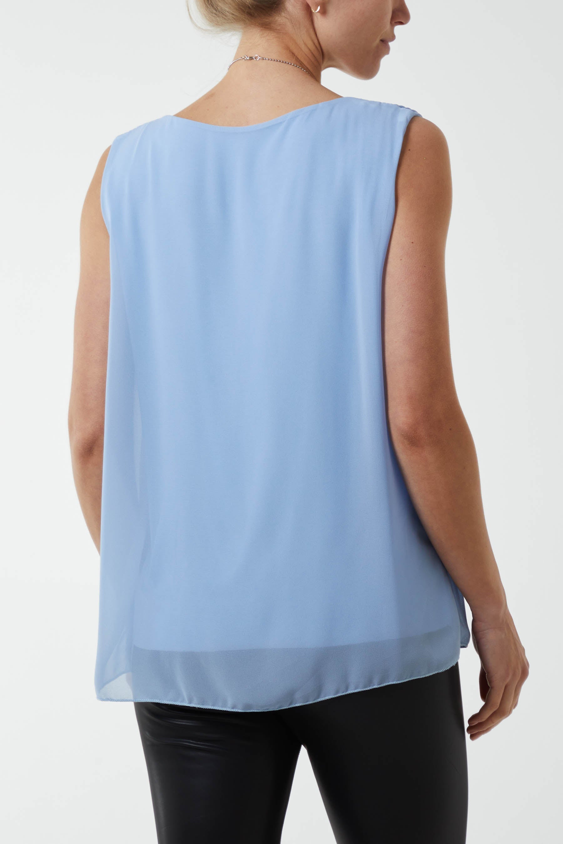 White Pleated Necklace Vest For Women ONE SIZE - Dropwear