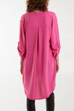 V-Neck Button Sleeve Long Top For Women  - Dropwear