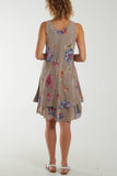 Floral Double Layer Sleeveless Dress For Women  - Dropwear