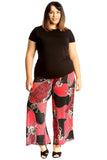 Red Leopard Chain Plus Size Red Leopard Chain Print Palazzo Trouser For Women 20-22 - Dropwear