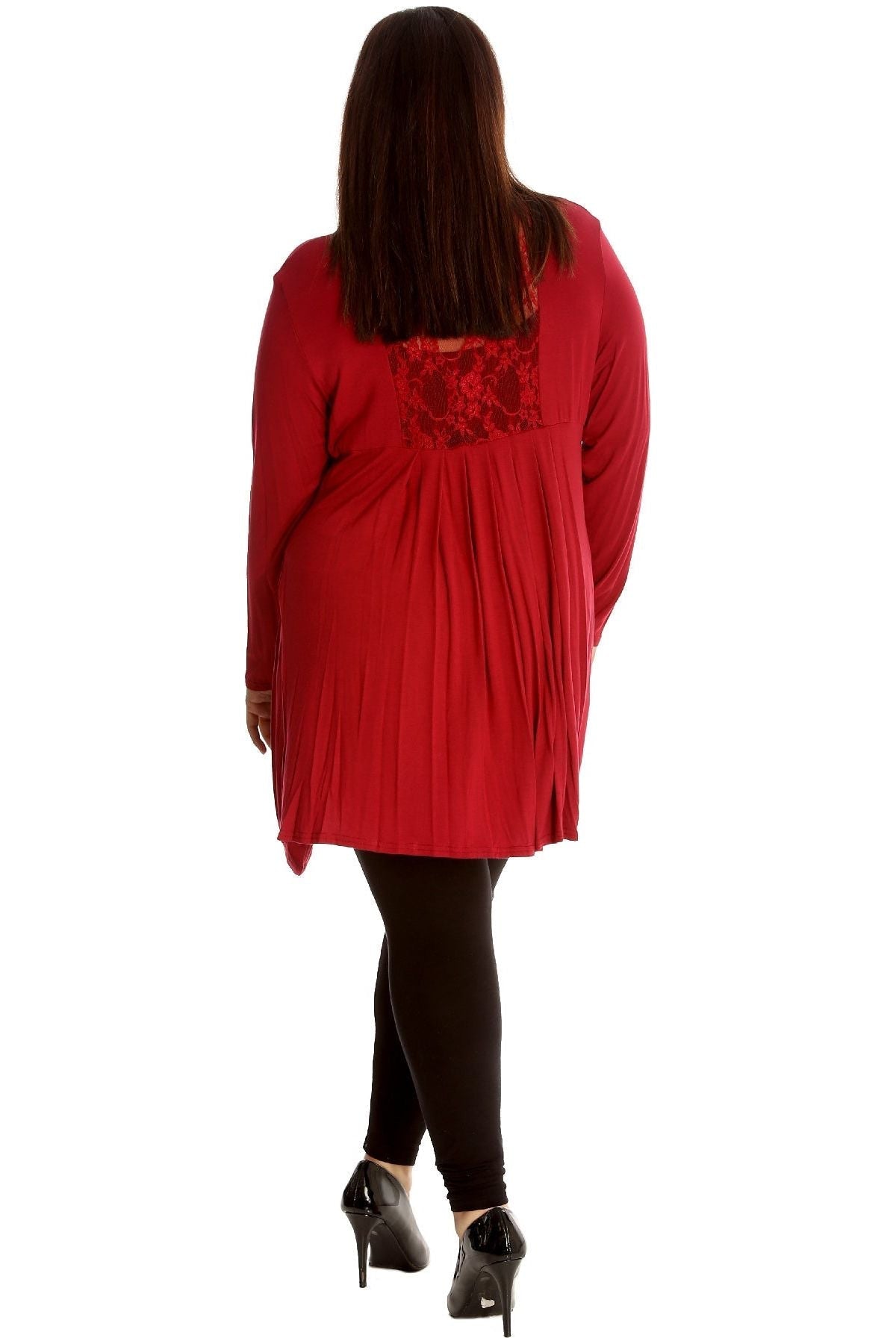 Plus Size Lace Back Open Pleated Cardigan For Women  - Dropwear