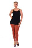 Brown Plus Size Plain Long Leggings For Women 24-26 - Dropwear