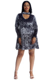 Grey Plus Size Plain Velvet Swing Top For Women 14 - Dropwear