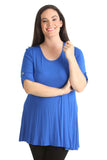 Purple Womens Scoop Neck Flared Ladies Plain Tops For Women 16 - Dropwear