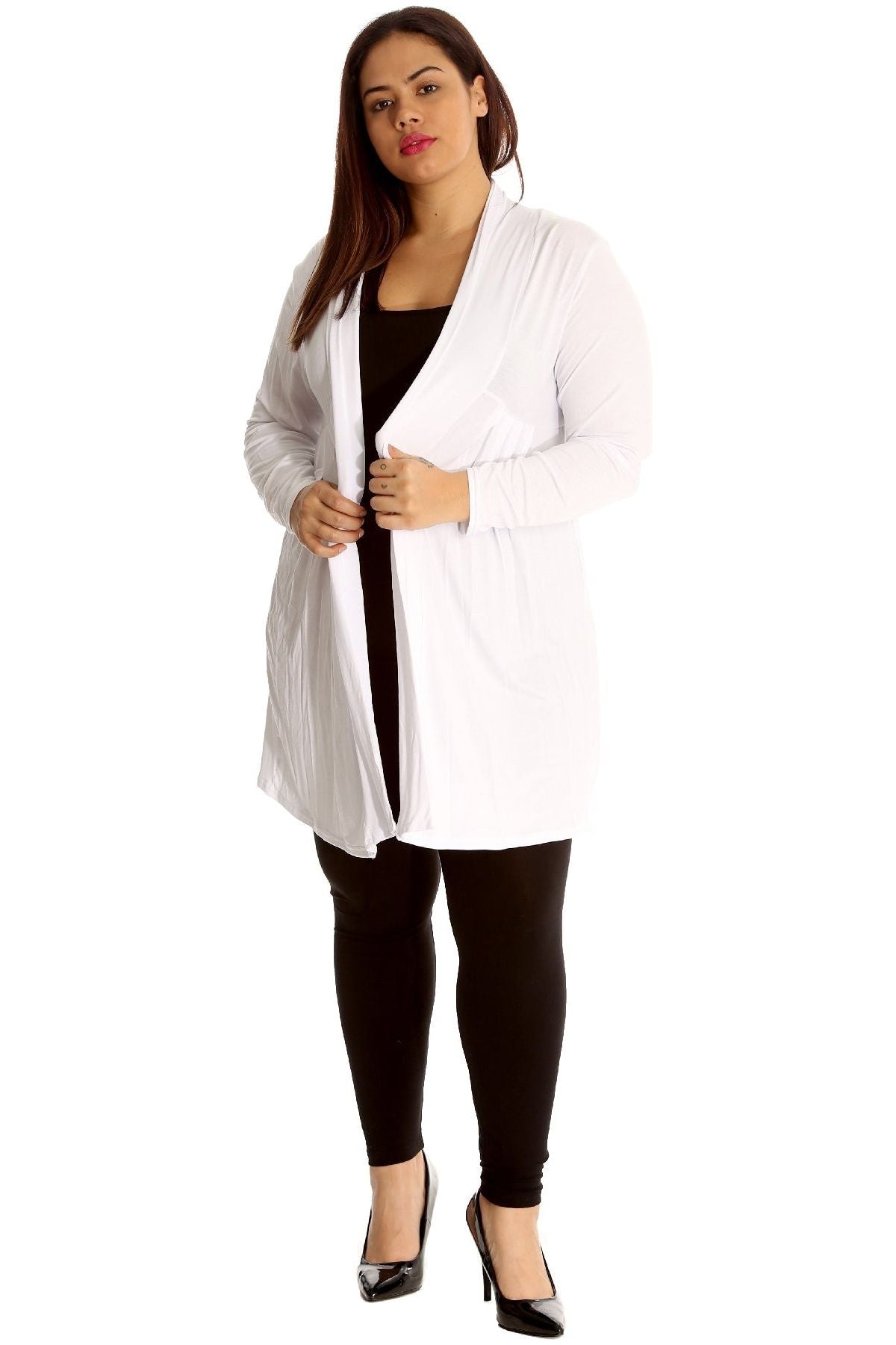 Plus Size Lace Back Open Pleated Cardigan For Women  - Dropwear
