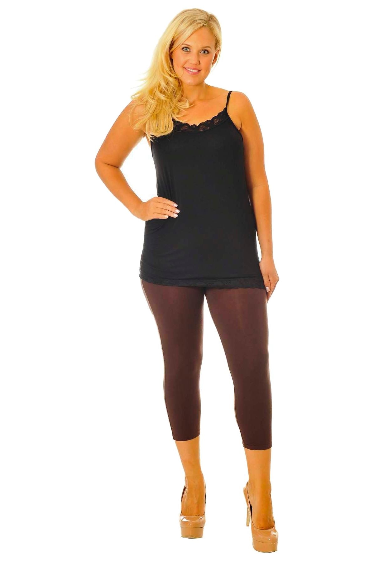 Red Plus Size 3/4 Length Cropped Leggings For Women 24-26 - Dropwear