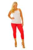 Purple Plus Size 3/4 Length Cropped Leggings For Women 28-30 - Dropwear