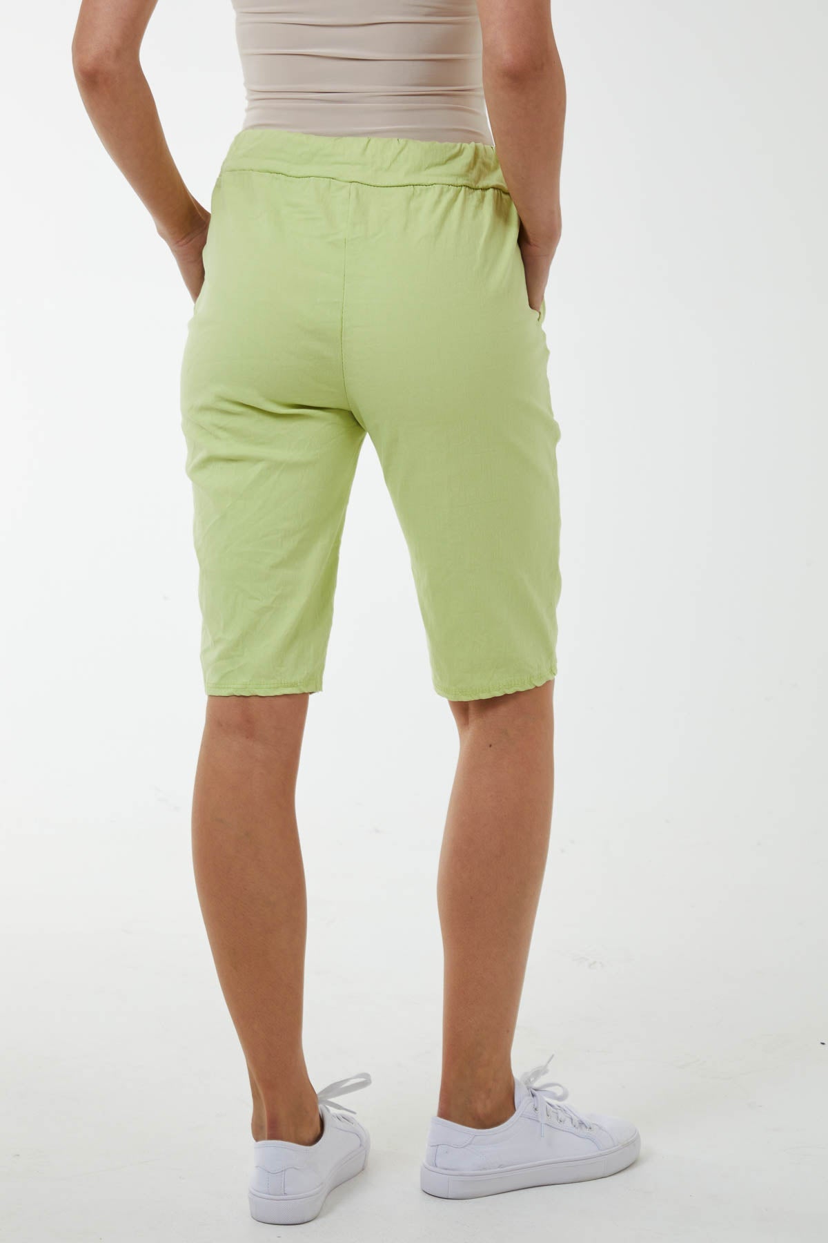 Khaki Magic Plain Drawstring Shorts For Women 14 - Dropwear