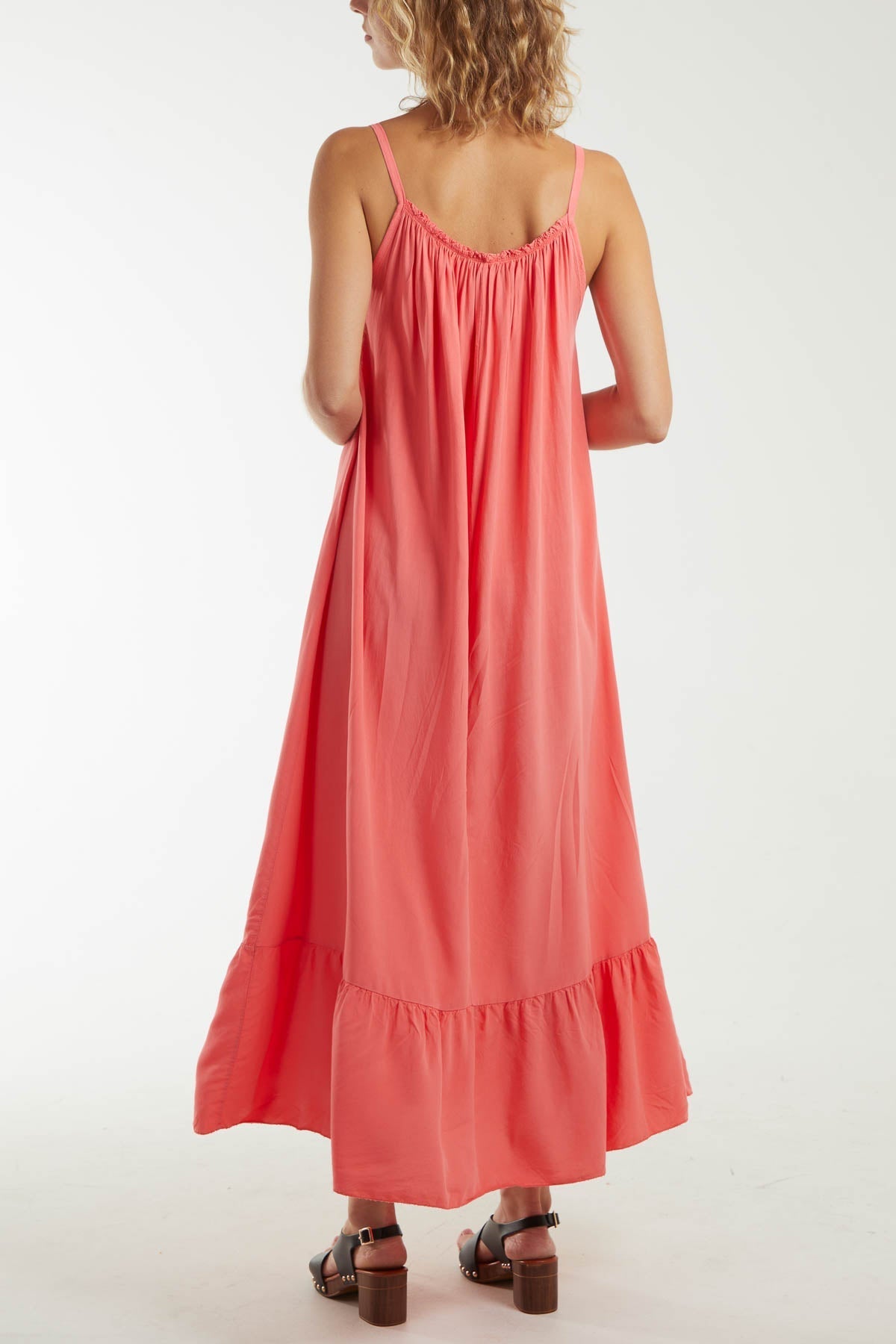 Coral Cami Strap Relaxed Tiered Maxi Dress For Women ONE SIZE - Dropwear