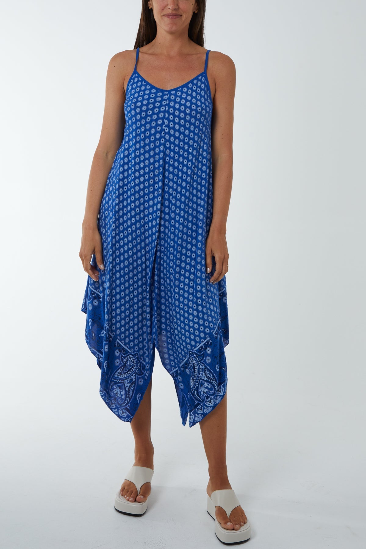 Navy Cami Hanky Hem Midi Dress For Women ONE SIZE - Dropwear
