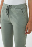 Turquoise Glitter Drawstring Pocket Capri Trousers For Women ONE SIZE - Dropwear