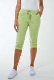 White Glitter Drawstring Pocket Capri Trousers For Women ONE SIZE - Dropwear
