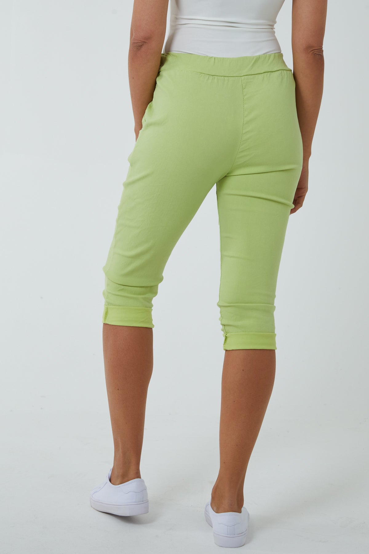 Navy Glitter Drawstring Pocket Capri Trousers For Women ONE SIZE - Dropwear