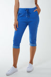 Stone Glitter Drawstring Pocket Capri Trousers For Women ONE SIZE - Dropwear