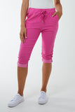 Glitter Drawstring Pocket Capri Trousers For Women  - Dropwear