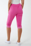 Glitter Drawstring Pocket Capri Trousers For Women  - Dropwear