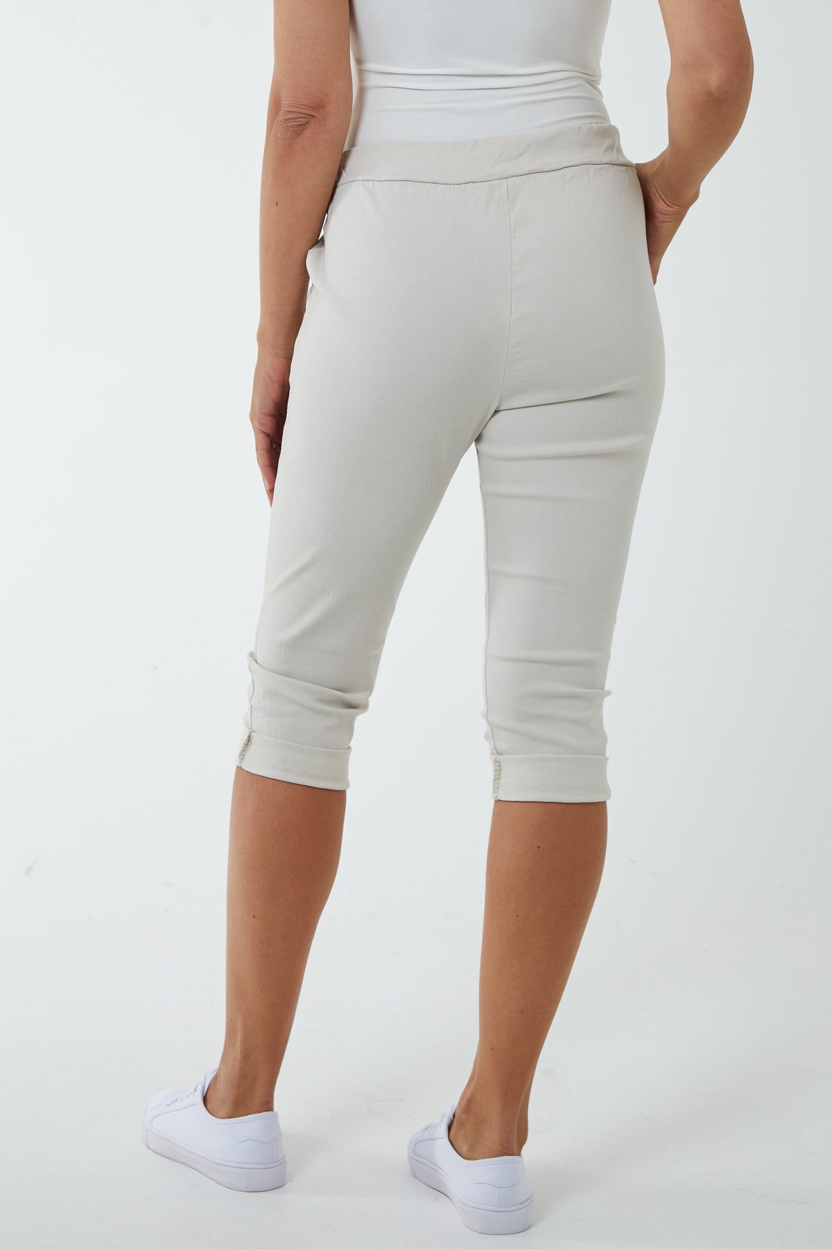 Glitter Drawstring Pocket Capri Trousers For Women  - Dropwear