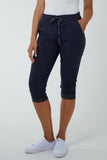 Glitter Drawstring Pocket Capri Trousers For Women  - Dropwear