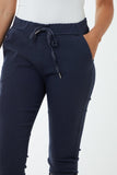 Glitter Drawstring Pocket Capri Trousers For Women  - Dropwear