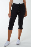 Glitter Drawstring Pocket Capri Trousers For Women  - Dropwear