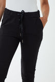 Glitter Drawstring Pocket Capri Trousers For Women  - Dropwear