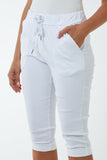 Glitter Drawstring Pocket Capri Trousers For Women  - Dropwear