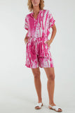 Navy Tie Dye Co-Ord Set with Shorts For Women ONE SIZE - Dropwear