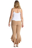Plus Size Frill Asymmetric Hem Plain Trousers For Women  - Dropwear