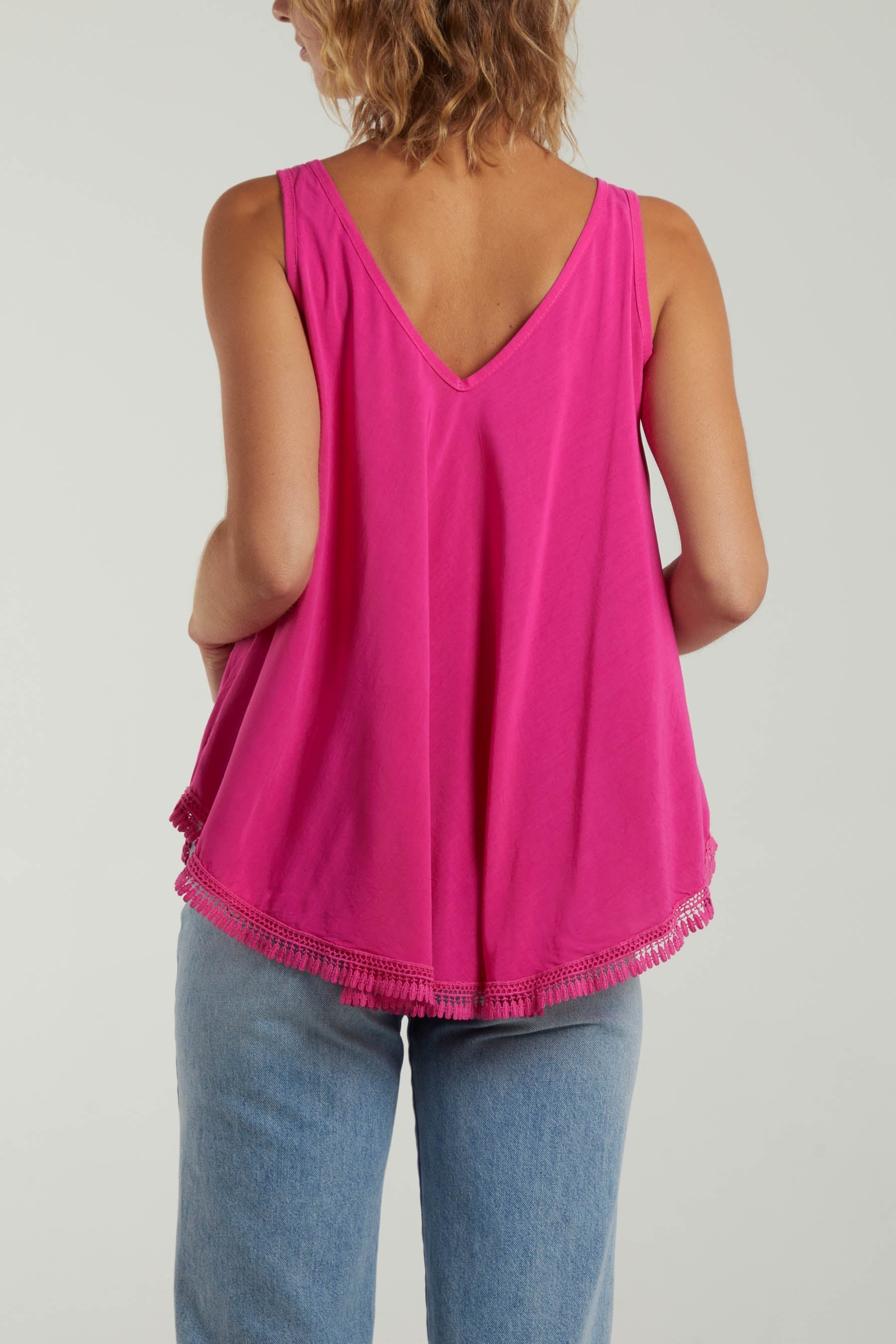 Tassel Hem V-Neck Vest For Women  - Dropwear