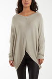 Wine Asymmetric Hem Oversized Jumper For Women ONE SIZE - Dropwear