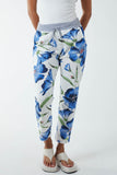 Hot Pink Hawaiian Flower Contrast Waist Trousers For Women ONE SIZE - Dropwear