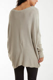 Teal Asymmetric Hem Oversized Jumper For Women ONE SIZE - Dropwear