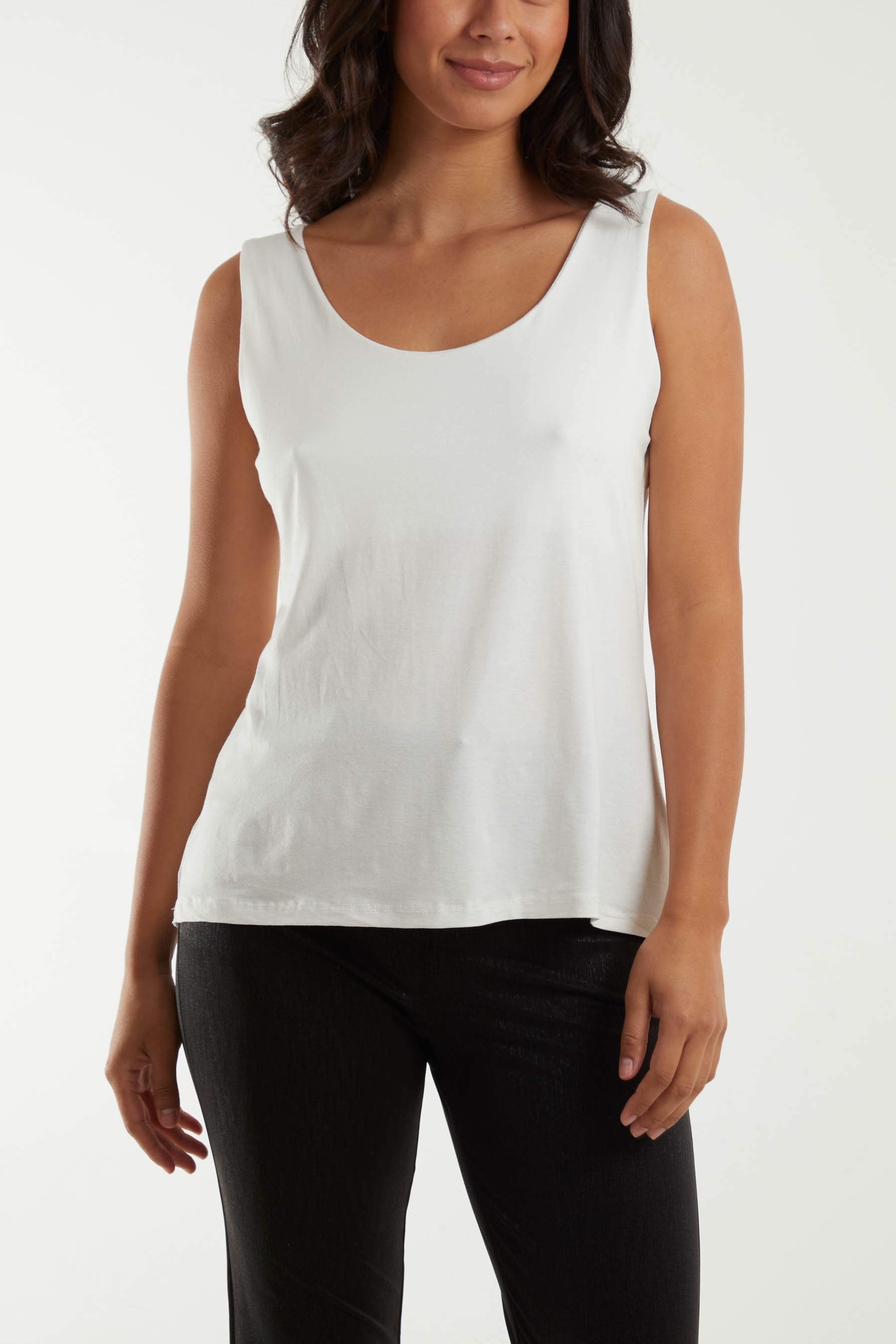 Coral Double Layer Scoop Neck Plain Vest For Women ONE SIZE - Dropwear