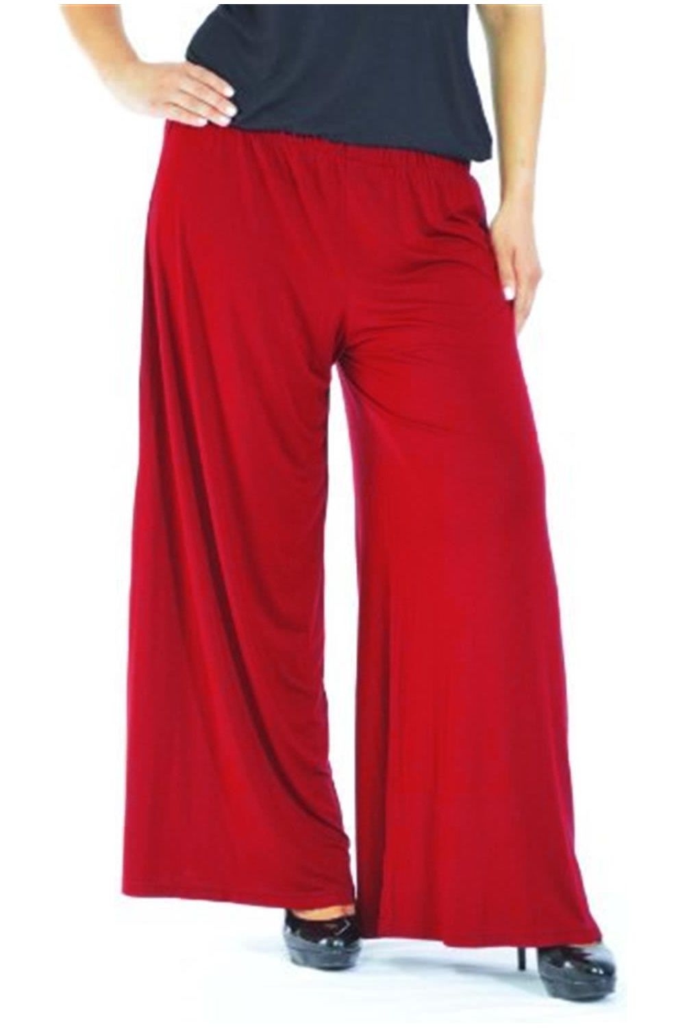 Purple Wide Leg Flared Plain Palazzo Trouser For Women 8-10 - Dropwear