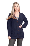 Rust Cable Knitted Button Cardigan For Women 8-10 - Dropwear