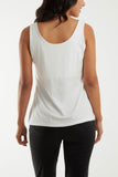 White Double Layer Scoop Neck Plain Vest For Women ONE SIZE - Dropwear