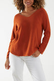 Navy Raw Edge V-Neck Jumper For Women ONE SIZE - Dropwear