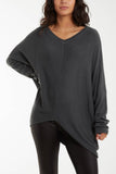 Asymmetric Hem Oversized Jumper For Women  - Dropwear