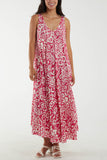 Chocolate Sleeveless Abstract Print Maxi Dress For Women ONE SIZE - Dropwear