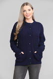 Black Chunky Cable Knit Long Sleeve Cardigan For Women 16-18 - Dropwear