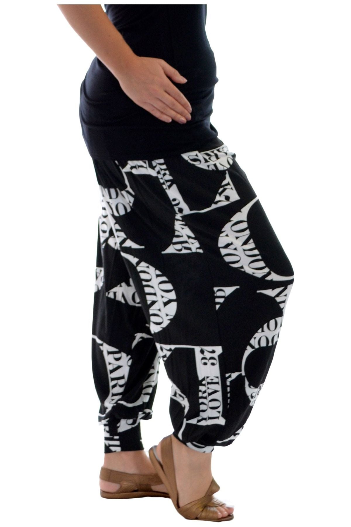 Letters Plus Size Love Letters Print Harem Trouser For Women 16-18 - Dropwear